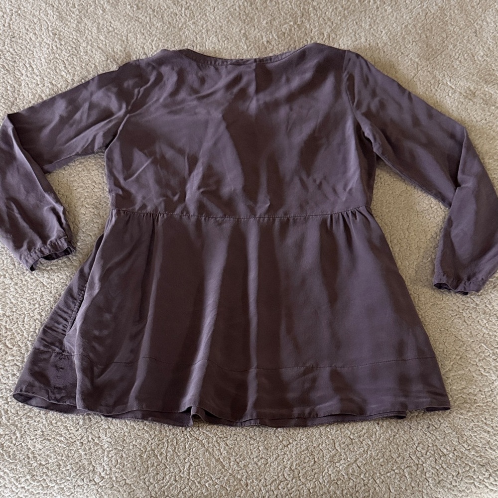 J. Jill 100% Silk Babydoll Purple Blouse XS - Picture 7 of 7